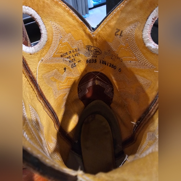 Justin Men's Cowboy Boots Brown Leather Sz 9 EE GUC - Picture 6 of 10